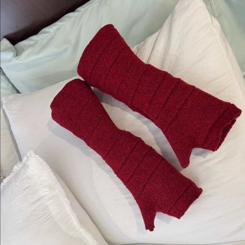 Cozy Red Knit Leg Warmers